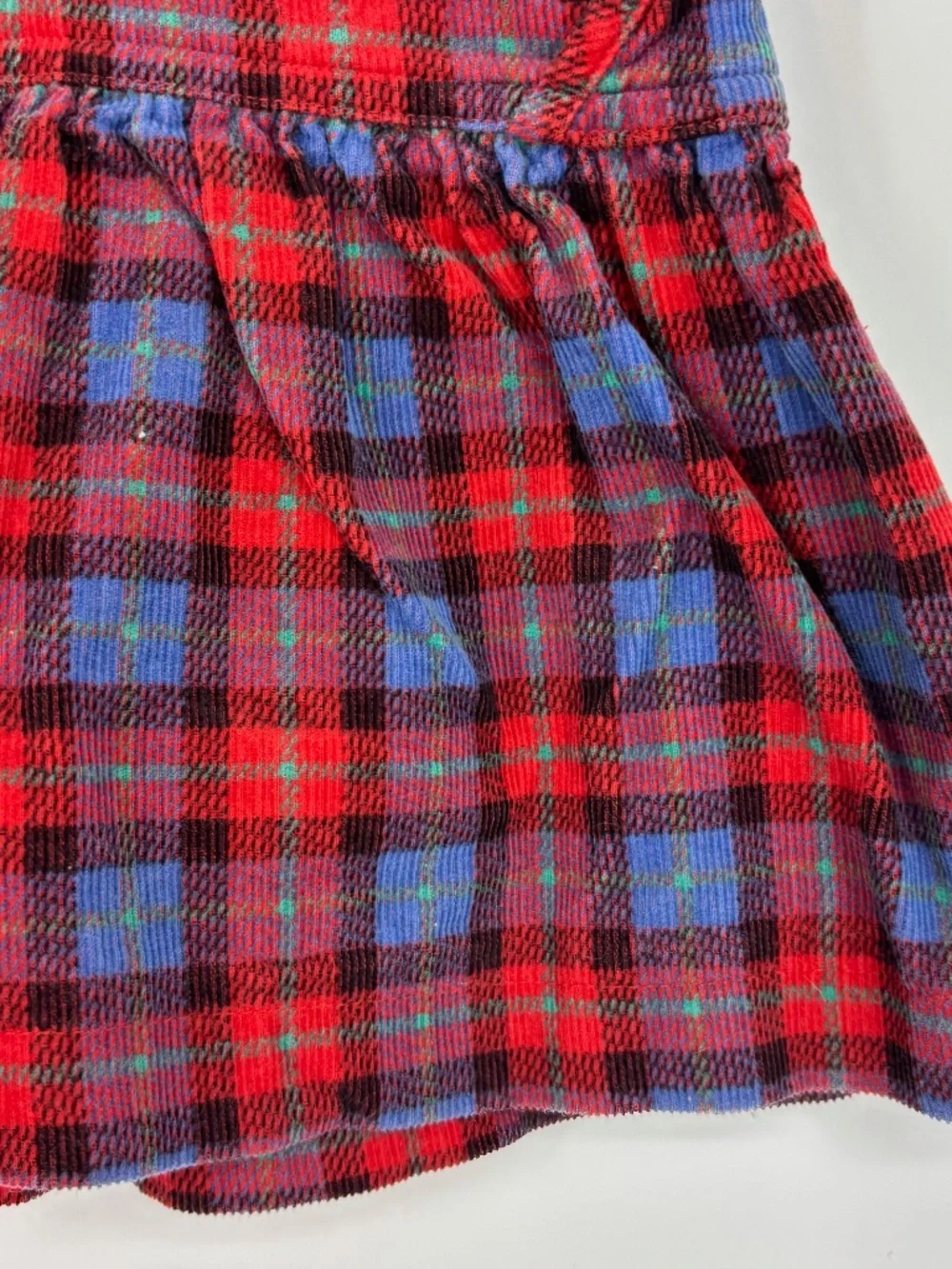 Gymboree Girls Small 18 24 Mo 2T Vintage Corduroy Pinafore Dress Blue Red Plaid